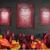 Invitation Style gothique Mariage de cadre argenté bordeaux f