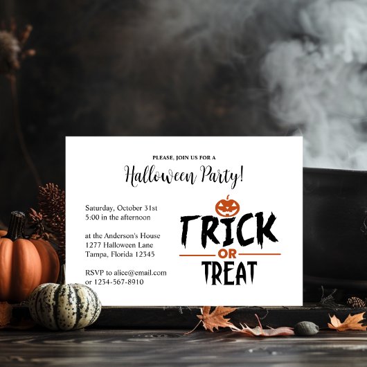 Invitation Style Halloween Party "Trick or Treat" Imprimer