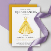 Invitation Style Honey Jaune Quinceañera robe Aquarelle