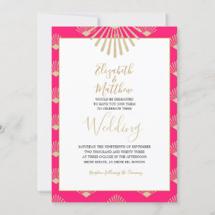 Invitation Style indien Pink Gold Chic Mariage Décontracté In