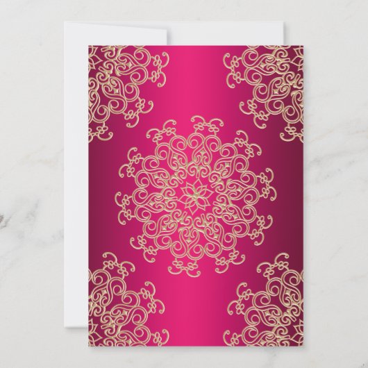 INVITATION STYLE INDIEN ROSE CHAUD ET OR (Dos)