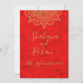 Invitation Style indien Rouge or couleur moderne Mariage chic (Devant)