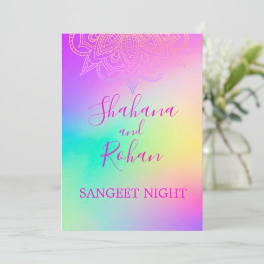 Invitation Style Indien Sangeet Coloré Élégant (Debout devant)