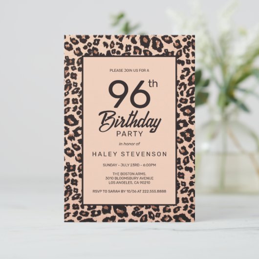 Invitation Style Leopard Poster de animal tendance 96e annive (Debout devant)