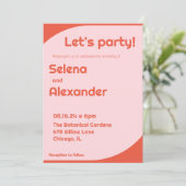 Invitation Style les années 70 clair Retro rose et orange Gra (Debout devant)