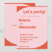 Invitation Style les années 70 clair Retro rose et orange Gra (Devant / Derrière)