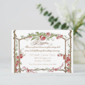 Invitation Style Letterpress Vintage Faux Bois Trellis - Roug (Debout devant)