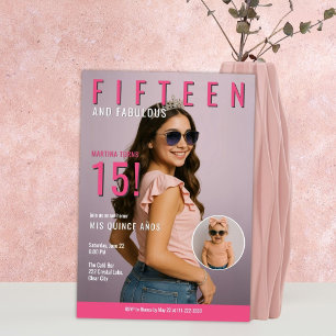 Invitation Style magazine Quinceañera Pink Mis Quince Años