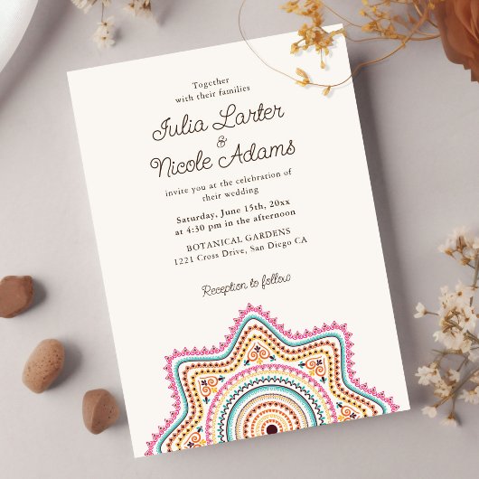 Invitation Style Mandala de Mariage Classique Orné Art Déco