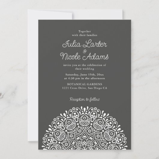 Invitation Style Mandala Mariage Classique Orné Art Déco (Devant)