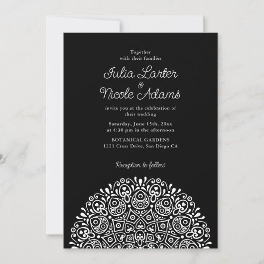 Invitation Style Mandala Mariage Classique Orné Art Déco (Devant)