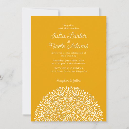 Invitation Style Mandala Mariage Classique Orné Art Déco (Devant)