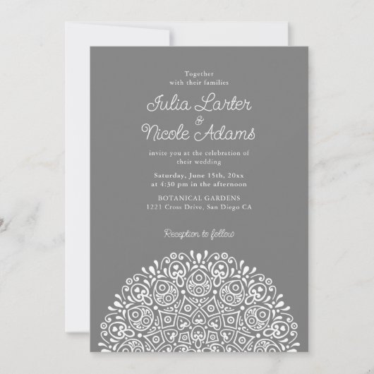 Invitation Style Mandala Mariage Classique Orné Art Déco (Devant)