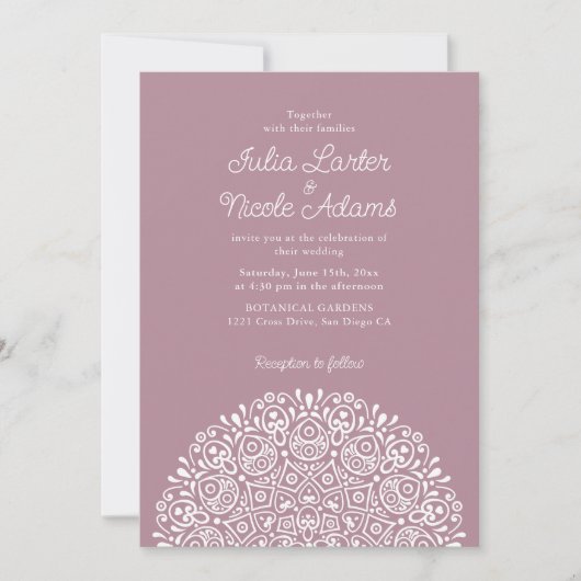 Invitation Style Mandala Mariage Classique Orné Art Déco (Devant)