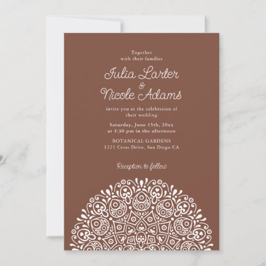 Invitation Style Mandala Mariage Classique Orné Art Déco (Devant)