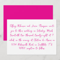 Style manuscrit blanc et Mariage rose chaud