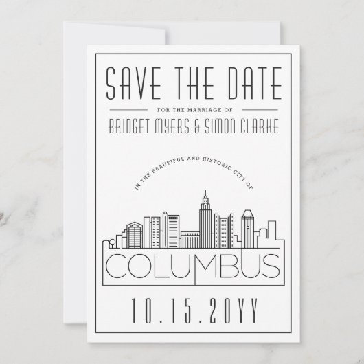 Invitation Style Mariage déco Columbus Skyline Enregistrer la (Devant)
