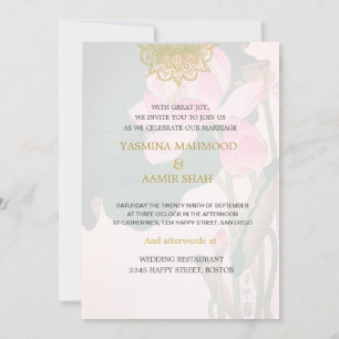 Invitation Style mariage Indien Rose Gold WaterLilley