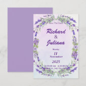 Invitation style mariage lavande (Devant / Derrière)