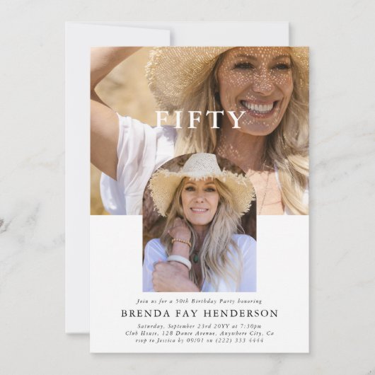 Invitation Style minimal photo CINQUANTE 50e anniversaire (Devant)