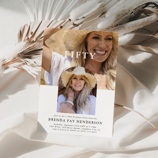 Invitation Style minimal photo CINQUANTE 50e anniversaire
