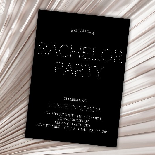 Invitation Style moderne Black Light Font Bachelor Party