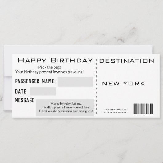 Invitation Style moderne de billet de vol actuel Anniversaire (Devant)