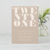 Invitation Style moderne élégant Beige Bold Typographie (Debout devant)