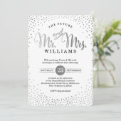Invitation STYLE MODERNE MARIAGE mini confetti argent noir (Debout devant)