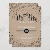 Invitation STYLE MODERNE MARIAGE mini confetti noir kraft (Devant / Derrière)