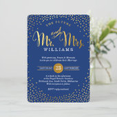 Invitation STYLE MODERNE MARIAGE mini-confetti or marine (Debout devant)