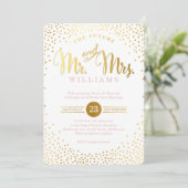 Invitation STYLE MODERNE MARIAGE or confetti spot rose (Debout devant)