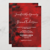 Invitation Style moderne noir et rouge foncé Mariage Abstrait (Devant / Derrière)