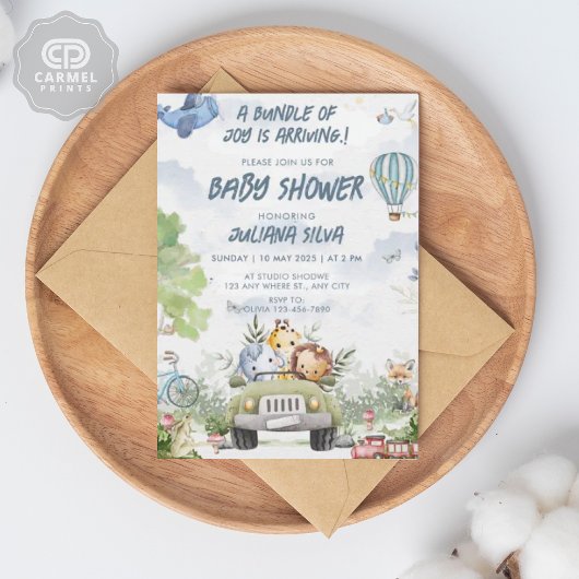 Invitation Style moderne Sky Blue Blanc Teddy Bear Floral Des