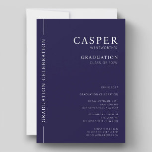 Invitation Style moderne typographie marine bleu diplôme