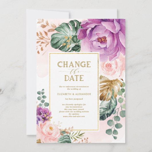 Invitation Style Modifier la date Mariage Nouveau plan annulé (Devant)