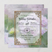 Invitation Style Monet Hydrangea Floral Art Gold Typographie (Devant / Derrière)