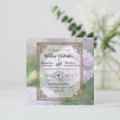 Invitation Style Monet Hydrangea Floral Art Gold Typographie (Debout devant)