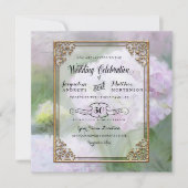 Invitation Style Monet Hydrangea Floral Art Gold Typographie (Devant)