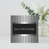 Invitation Style Noir Blanc Mens 40th Argent (Debout devant)