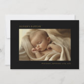Invitation Style noir & or Genre Neutre Photo Baptême (Dos)