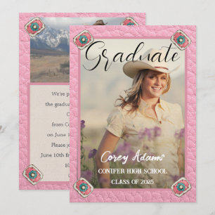 Invitation Style Occidental Pink Cowgirl Photo Graduation