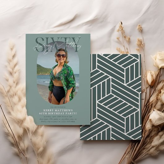Invitation Style Oval Photo & Signature 60e anniversaire
