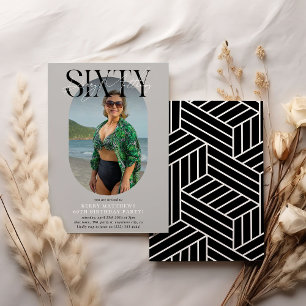 Invitation Style Oval Photo & Signature 60e anniversaire