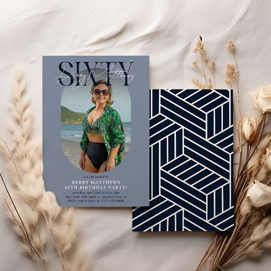 Invitation Style Oval Photo & Signature 60e anniversaire
