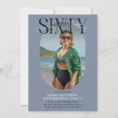 Invitation Style Oval Photo & Signature 60e anniversaire (Devant)