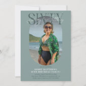 Invitation Style Oval Photo & Signature 60e anniversaire (Devant)