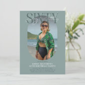 Invitation Style Oval Photo & Signature 60e anniversaire (Debout devant)