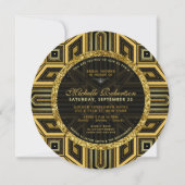 Invitation Style parties scintillant Gold Croix Noire v2 rond (Dos)