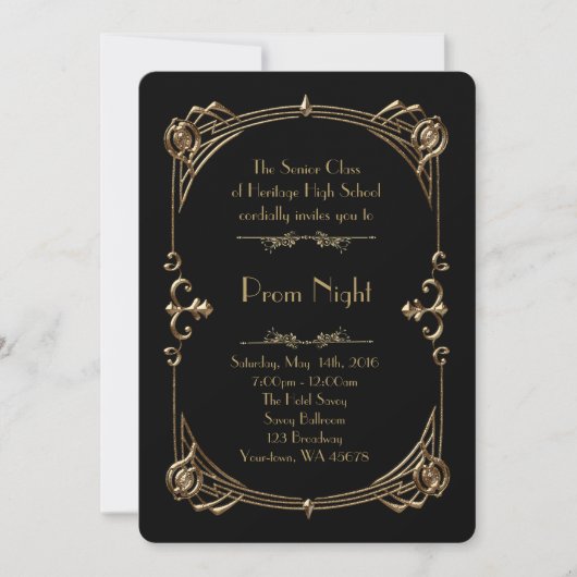 Invitation Style Prom Night Empire, Or fondu, noir (Devant)